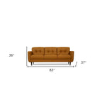 HomeRoots 83 Orange Leather Sofa With Black Legs - 83