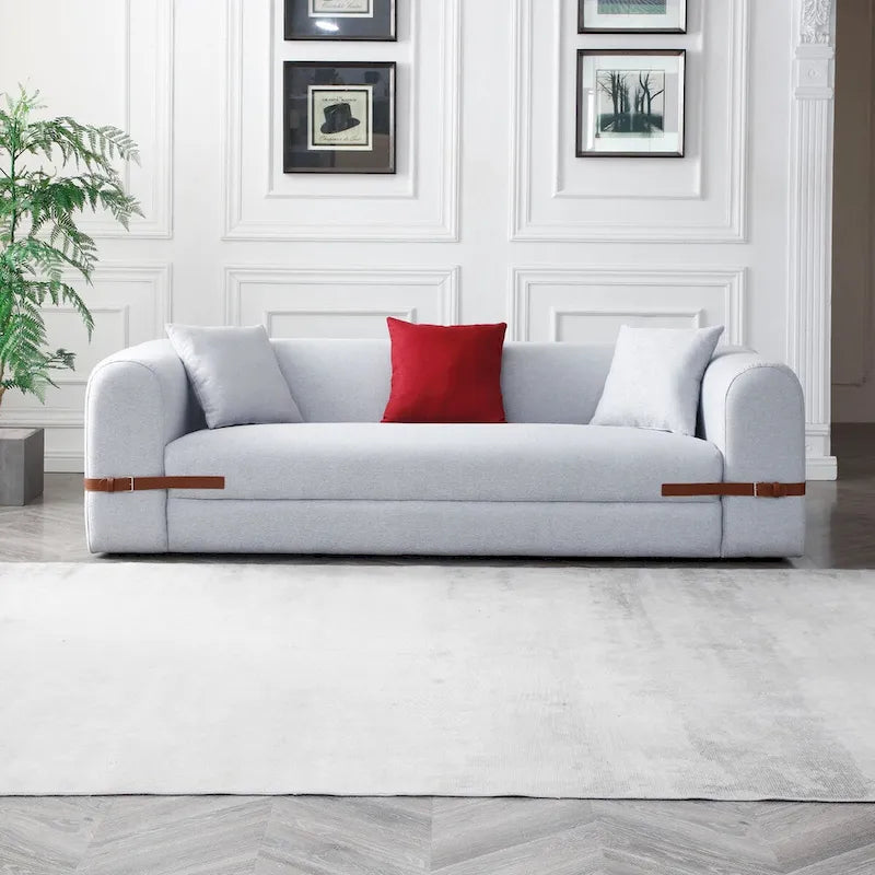 3-Seater Upholstered Sofa Mutiple Color Loveseat Couch with Pillows