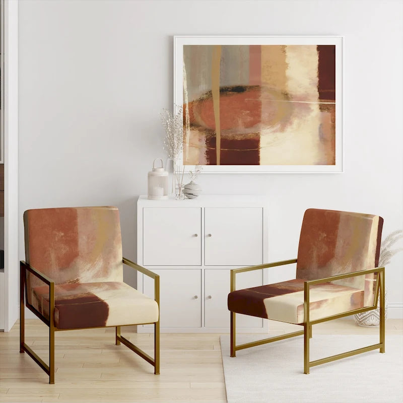 Designart Chocolate Brown Elementary III Upholstered Abstract Accent Chair and Modern & Contemporary Arm Chair