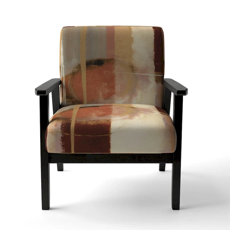 Designart Chocolate Brown Elementary III Upholstered Abstract Accent Chair and Modern & Contemporary Arm Chair