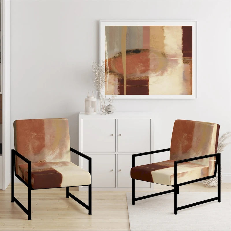 Designart Chocolate Brown Elementary III Upholstered Abstract Accent Chair and Modern & Contemporary Arm Chair