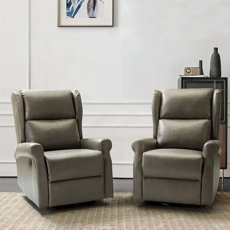 Faux Leather Swivel Nursery Recliners (Metal Base) — Set of 2