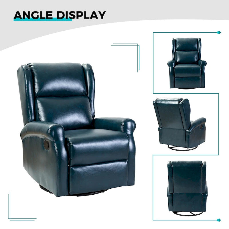 Faux Leather Swivel Nursery Recliners (Metal Base) — Set of 2
