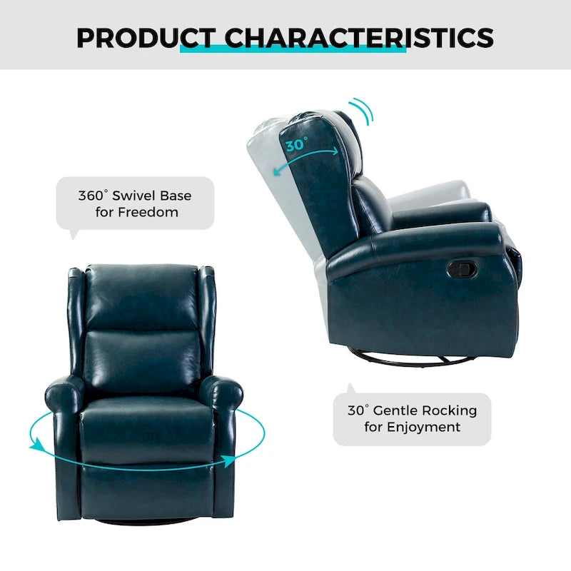Faux Leather Swivel Nursery Recliners (Metal Base) — Set of 2