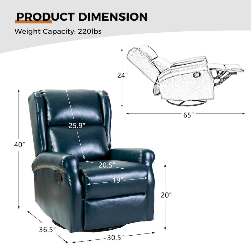 Faux Leather Swivel Nursery Recliners (Metal Base) — Set of 2
