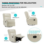 Faux Leather Swivel Nursery Recliners (Metal Base) — Set of 2