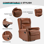 Faux Leather Swivel Nursery Recliners (Metal Base) — Set of 2