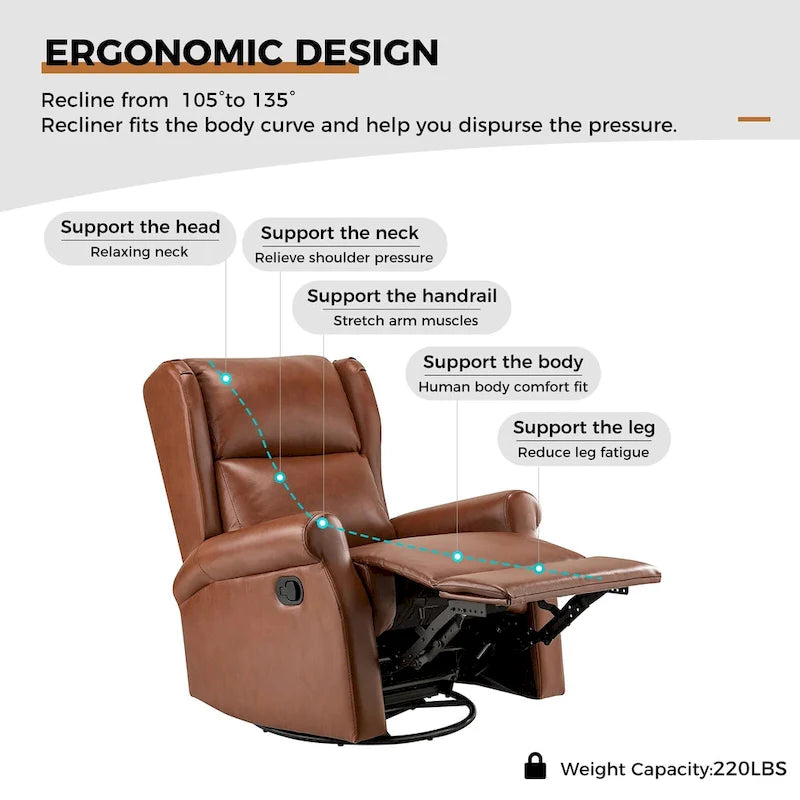 Faux Leather Swivel Nursery Recliners (Metal Base) — Set of 2