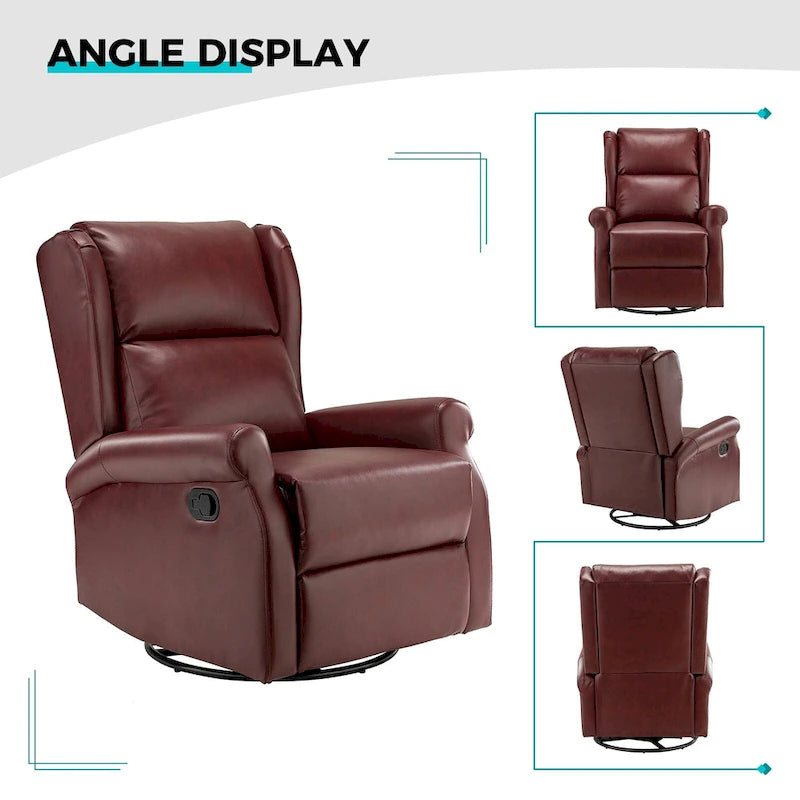 Faux Leather Swivel Nursery Recliners (Metal Base) — Set of 2