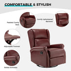 Faux Leather Swivel Nursery Recliners (Metal Base) — Set of 2