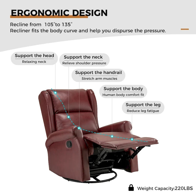 Faux Leather Swivel Nursery Recliners (Metal Base) — Set of 2