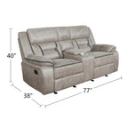 PU Manual Motion Sofa Set in Taupe Finish