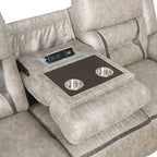 PU Manual Motion Sofa Set in Taupe Finish