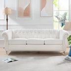 Upholstered Rolled Arm Chesterfield 3-Seater Sofa