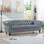 Upholstered Rolled Arm Chesterfield 3-Seater Sofa