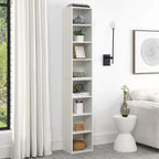 8-Tier Media Tower Rack,CD DVD Slim Storage Cabinet with Adjustable Shelves,Multi-functional double-decker bookcase