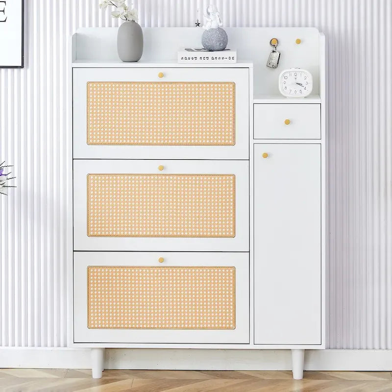 Modern minimalist storage Japanese rattan shoe bed top cabinet small home furniture Suitable for corridors and living rooms