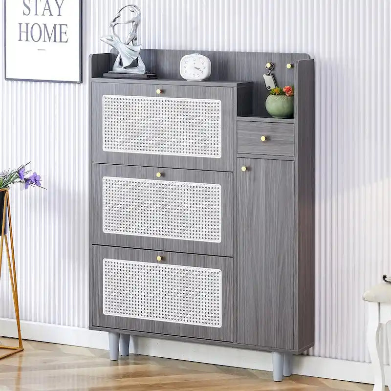 Modern minimalist storage Japanese rattan shoe bed top cabinet small home furniture Suitable for corridors and living rooms