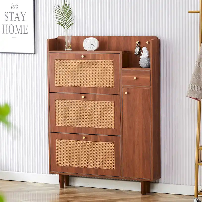 Modern minimalist storage Japanese rattan shoe bed top cabinet small home furniture Suitable for corridors and living rooms