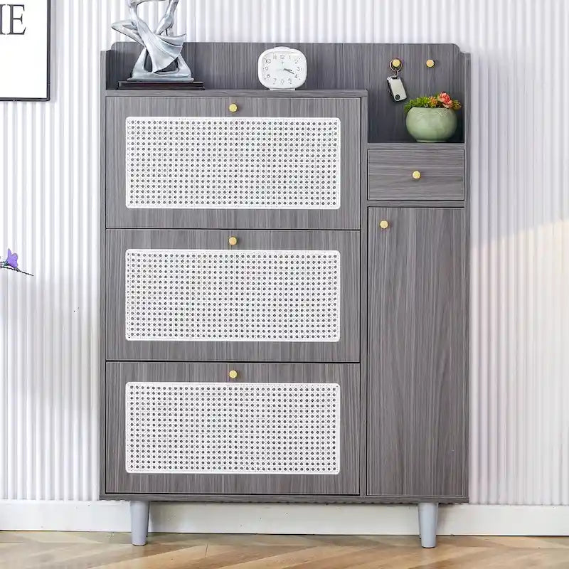 Modern minimalist storage Japanese rattan shoe bed top cabinet small home furniture Suitable for corridors and living rooms