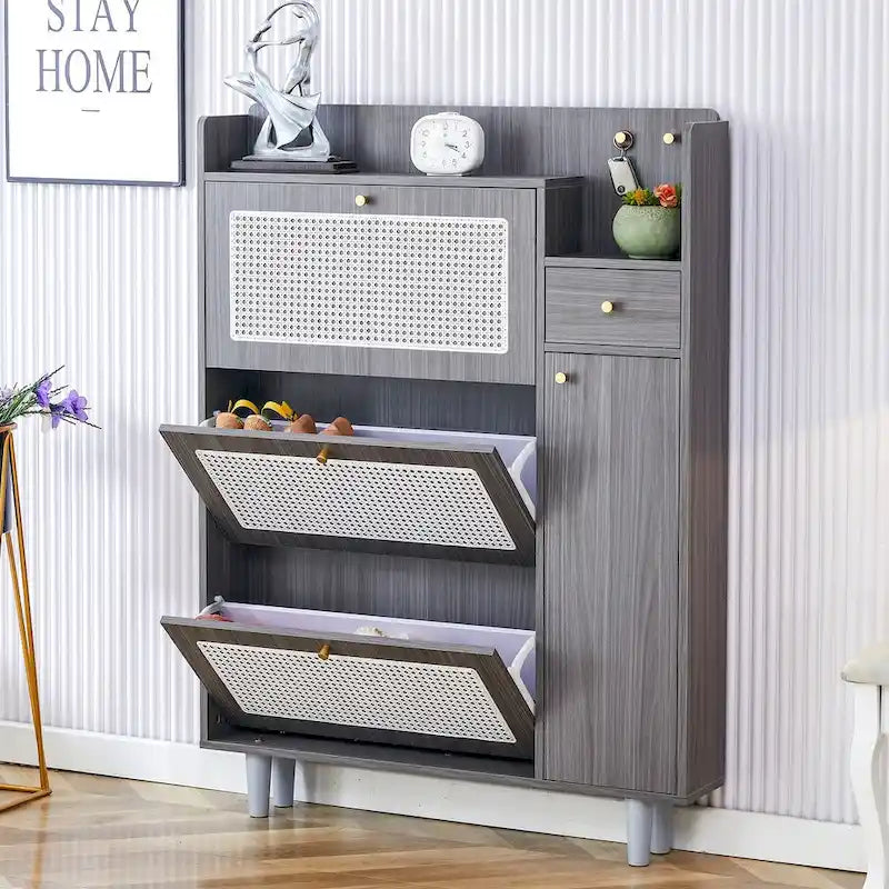 Modern minimalist storage Japanese rattan shoe bed top cabinet small home furniture Suitable for corridors and living rooms