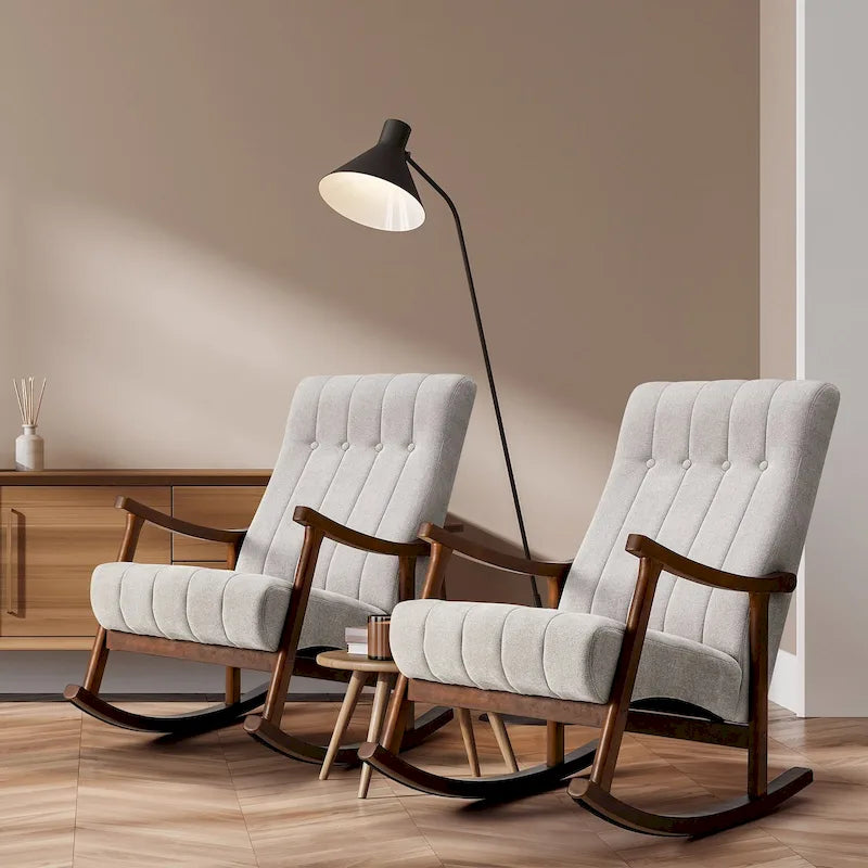 AVAWING Upholstered Rocking Chair ModernHighBackArmchair Set of 2