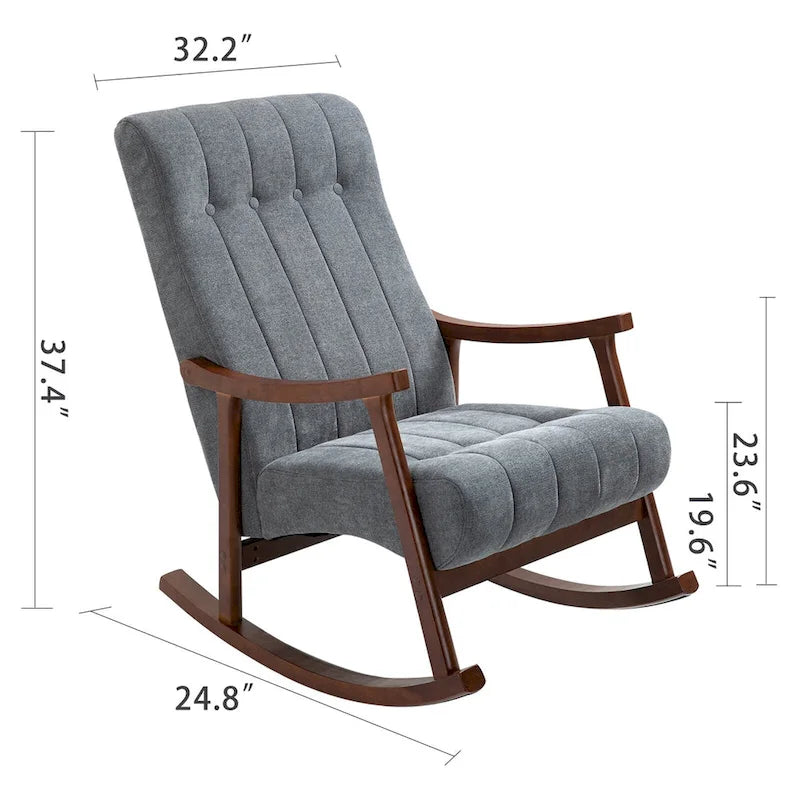 AVAWING Upholstered Rocking Chair ModernHighBackArmchair Set of 2