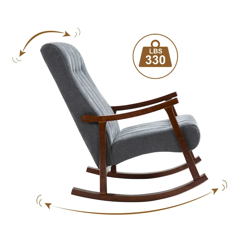 AVAWING Upholstered Rocking Chair ModernHighBackArmchair Set of 2