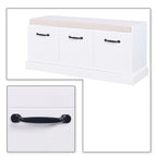 Minimalist Wooden Storage Bench with Seat Cushion, White