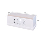 Minimalist Wooden Storage Bench with Seat Cushion, White