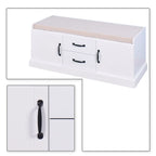 Minimalist Wooden Storage Bench with Seat Cushion, White