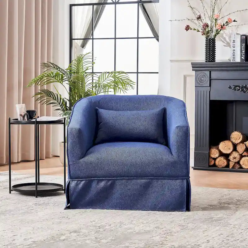 Swivel Barrel Chair With Ottoman, Swivel Accent Chairs Armchair for Living Room