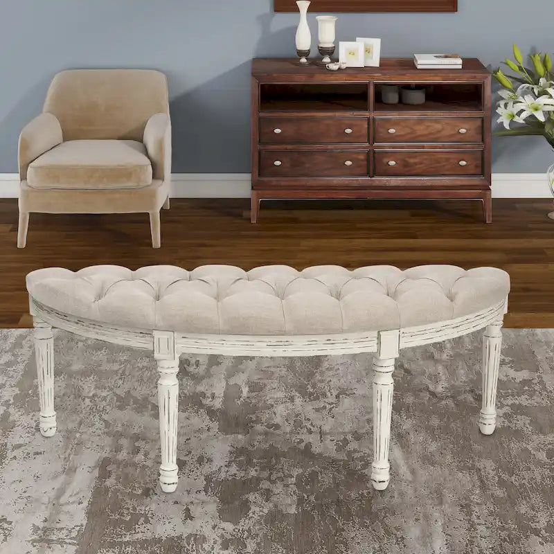 Linen Upholstered Bench