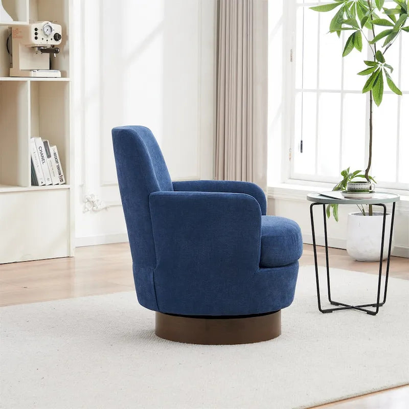 Polyester Swivel Barrel Chair with Stainless Steel Base