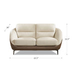 Hydeline Makena Top Grain Leather Loveseat with Feather Memory Foam and Springs