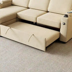 85.8 Upholstery Sleeper Sectional Sofa Pull Out Sofa Bed with Storage Space