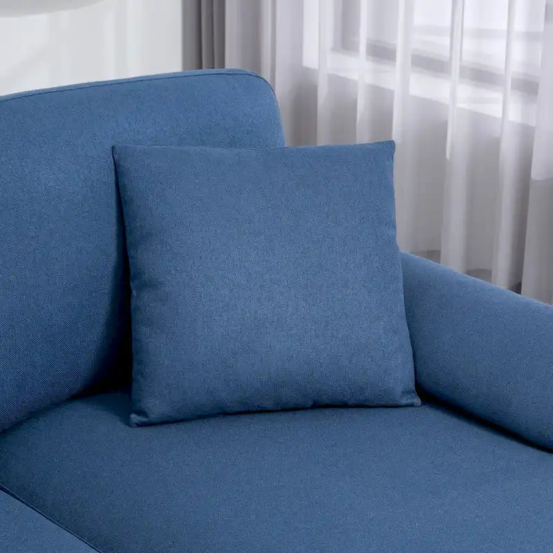 HOMCOM Fabric Sectional Couch with Reversible Sleeper Sofa, Modern L Shaped Sectional Sofa with Pillows, Wooden Legs