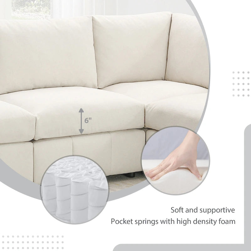 93Modern Sectional Sofa with Vertical Stripes