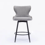 Counter Height Modern Leathaire Fabric Bar Chairs with Swivel and Tufted Gold Nailhead Trim Set of 2