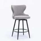Counter Height Modern Leathaire Fabric Bar Chairs with Swivel and Tufted Gold Nailhead Trim Set of 2