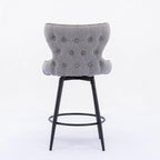Counter Height Modern Leathaire Fabric Bar Chairs with Swivel and Tufted Gold Nailhead Trim Set of 2