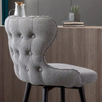 Counter Height Modern Leathaire Fabric Bar Chairs with Swivel and Tufted Gold Nailhead Trim Set of 2