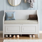 Solid wood Entryway Multifunctional Storage Bench with Safety Hinge