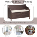 Solid wood Entryway Multifunctional Storage Bench with Safety Hinge