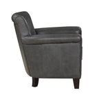 Traditional Leather Accent Chair 1pc Solid Wood Frame Top-Grain Leather Nailhead Trim Classic Modern Living Room Furniture