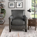 Traditional Leather Accent Chair 1pc Solid Wood Frame Top-Grain Leather Nailhead Trim Classic Modern Living Room Furniture