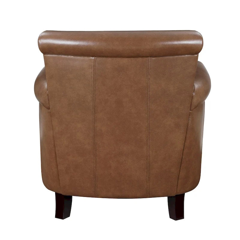 Traditional Leather Accent Chair 1pc Solid Wood Frame Top-Grain Leather Nailhead Trim Classic Modern Living Room Furniture