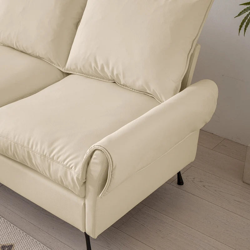 Modern L-Shaped Sofa Couch With Convertible Ottoman