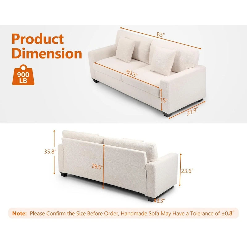 83 inch Oversized Loveseat Sofa Modern Couch with Deep Seat