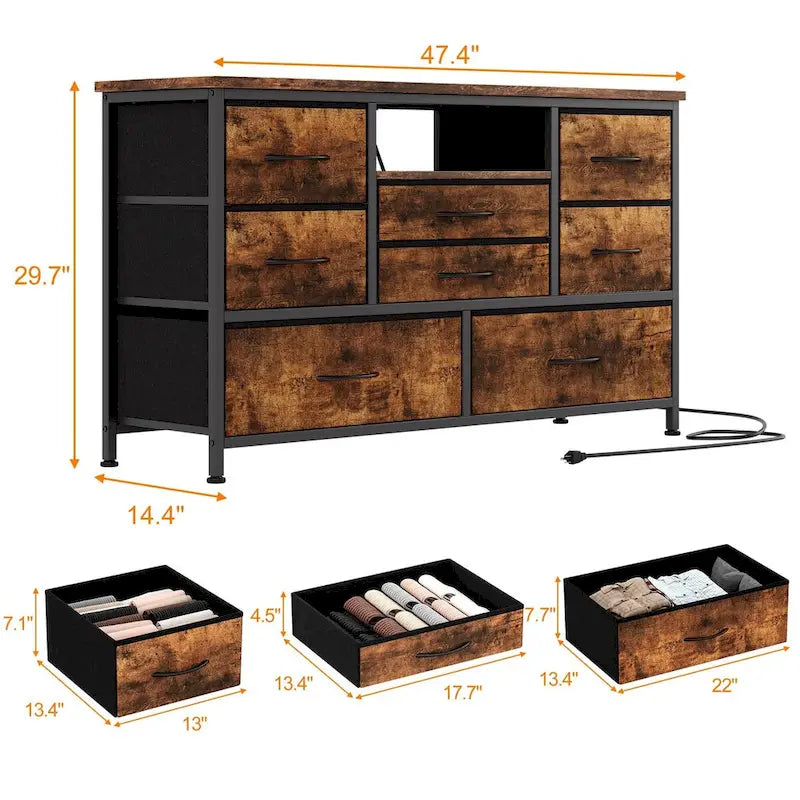 Dresser TV Stand with Power Outlet & Led for 55 TV - 55 inches